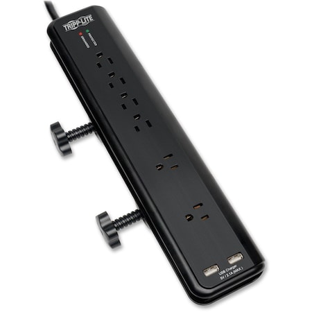 Tripp Lite Outlet Tap, Surge, USB, 5-15R, 5-15P, 6 ft., Black TRPTLP606DMUSB